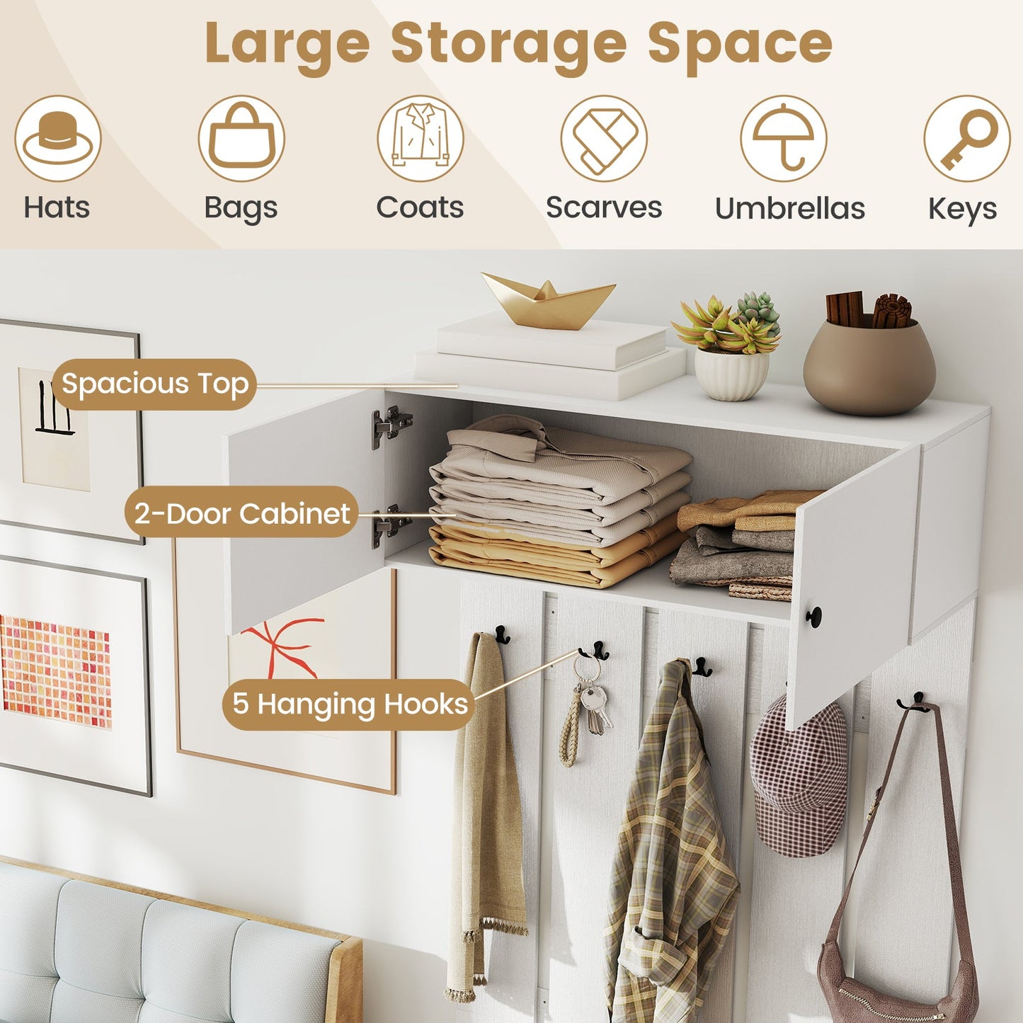 Entryway Wall Coat Rack Wall Mounted Coat Clothes Rack
