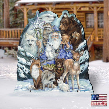 Gather in Peace Father Winter Animals Holiday Outdoor Yard Sign by J. Bergsma - Christmas Decor - 8591968F-JB