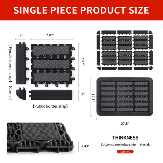 Heavy Duty Door Mat - DIY Interlocking Design, Dirt Trapper Front Doormat, 27.5x