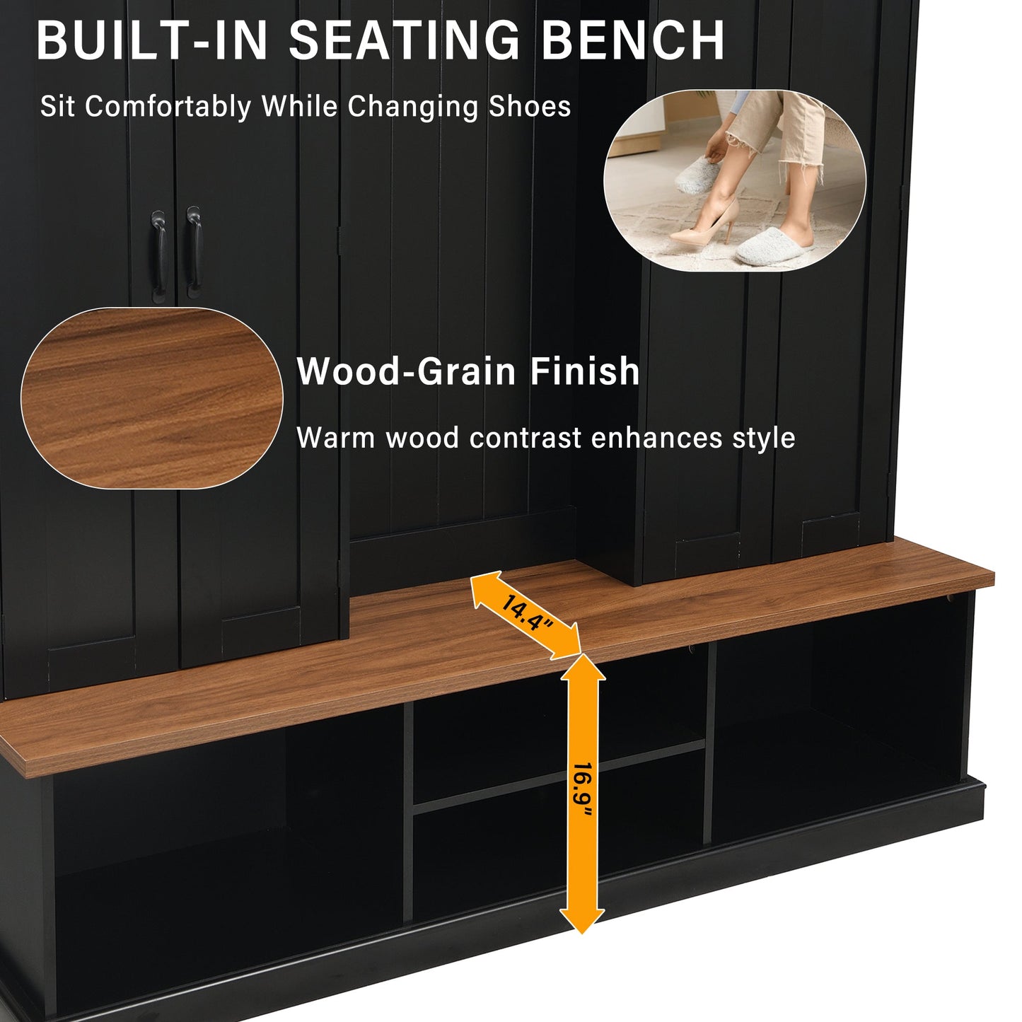 Vibe Haus 62.2''W Entryway Hall Tree with Bench and Storage