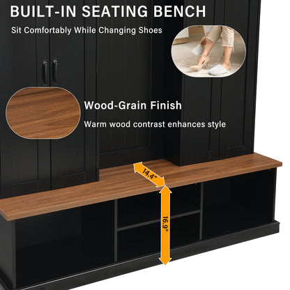 Vibe Haus 62.2''W Entryway Hall Tree with Bench and Storage