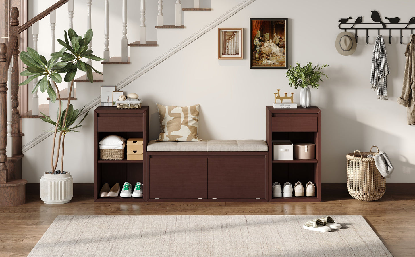 TREXM All-in-One Entryway Storage Bench