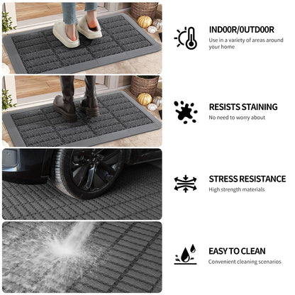 Heavy Duty Door Mat - DIY Interlocking Design, Dirt Trapper Front Doormat, 27.5x