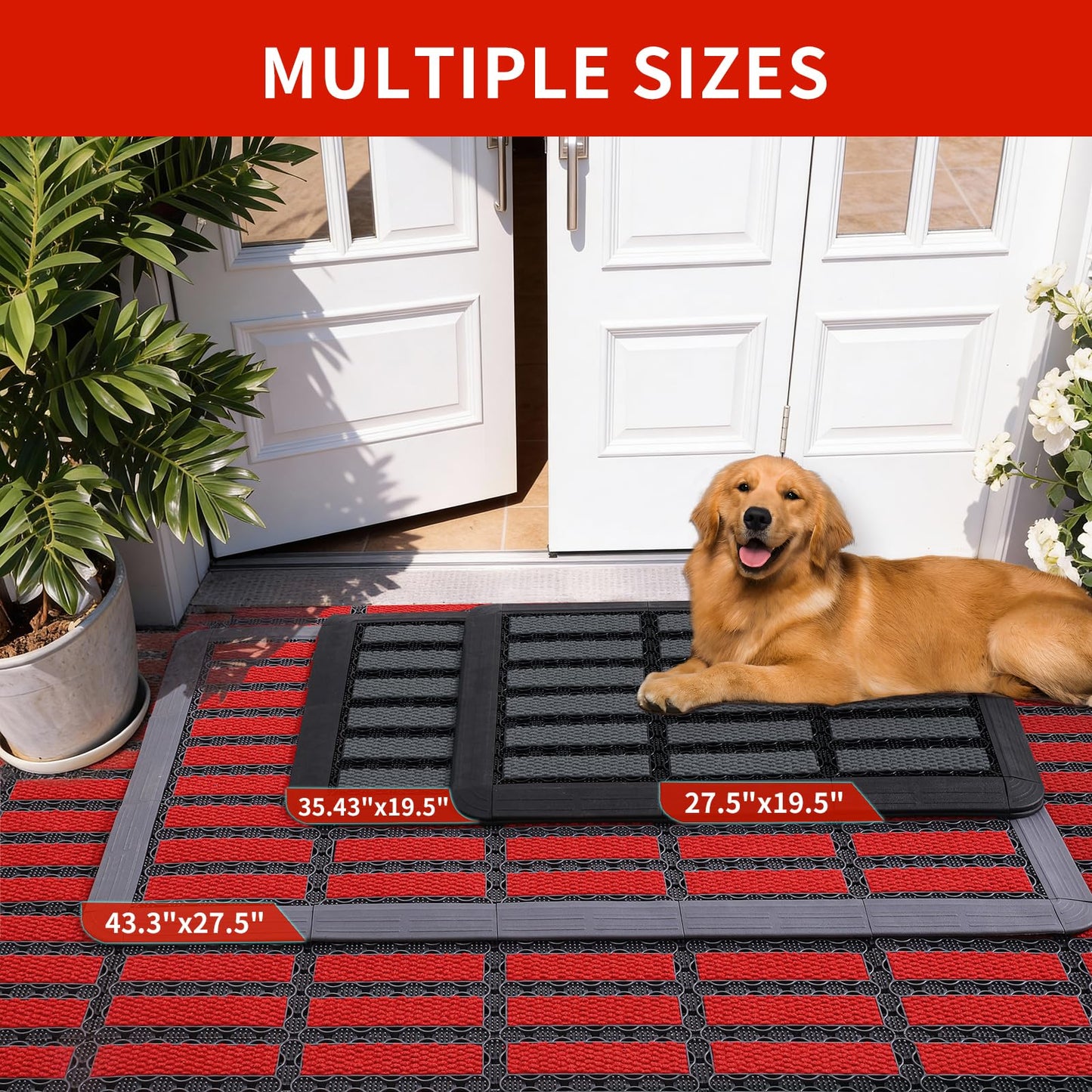 Heavy Duty Door Mat - DIY Interlocking Design, Dirt Trapper Front Doormat, 27.5x