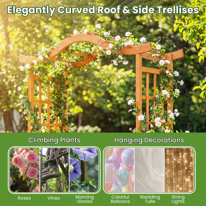 Garden Arbor with Gate and 2 Planter Boxes, 83" Yellow