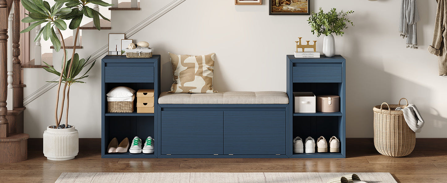 TREXM All-in-One Entryway Storage Bench with Cushion