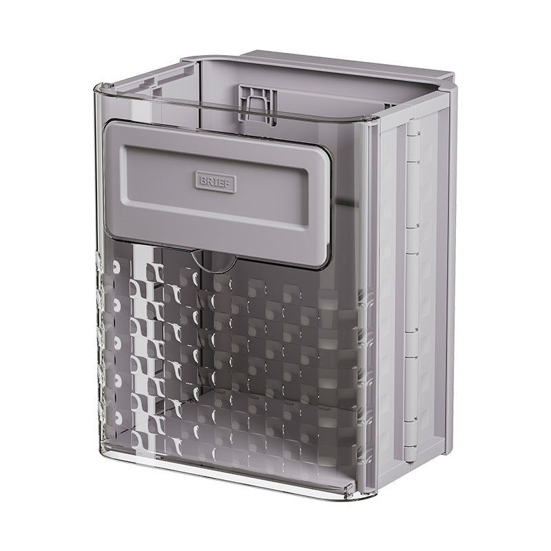 Kitchen folding trash can wall hanging large caliber leftovers bin transparent thickened folding trash can