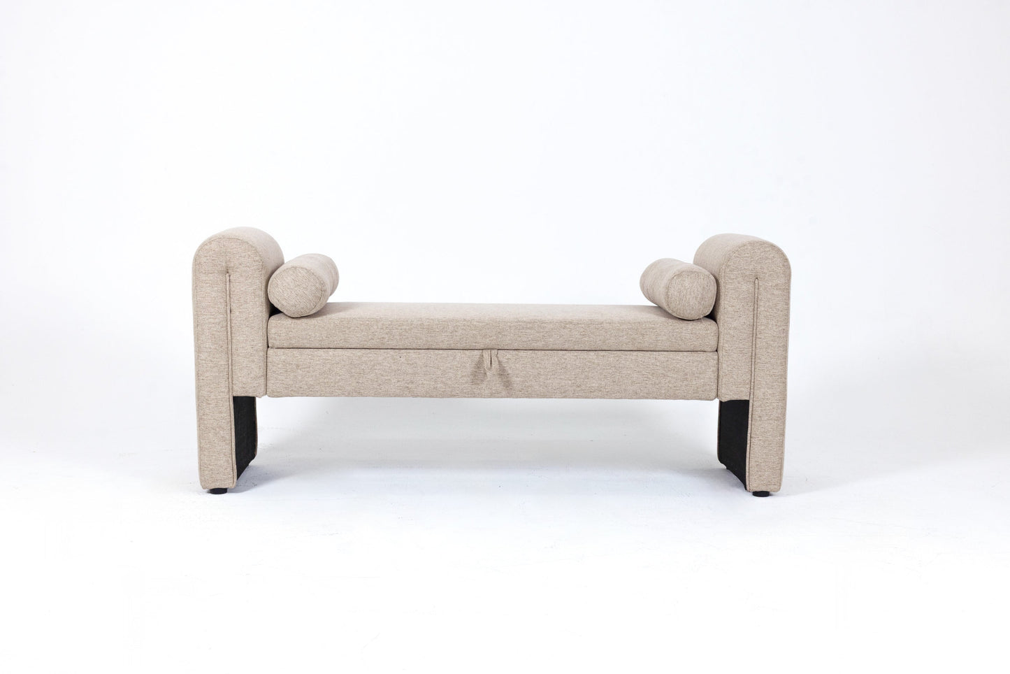 Storage Bench Oversized Velvet Oatmeal 60 In Extra-Long Entryway Mudroom