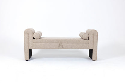 Storage Bench Oversized Velvet Oatmeal 60 In Extra-Long Entryway Mudroom