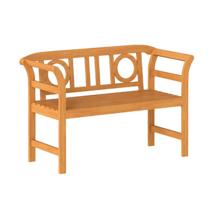 Acacia Wood 2-Person Patio Loveseat with Backrest and Armrests for Backyard