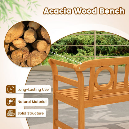 Acacia Wood 2-Person Patio Loveseat with Backrest and Armrests for Backyard