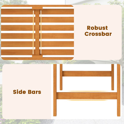 Acacia Wood 2-Person Patio Loveseat with Backrest and Armrests for Backyard