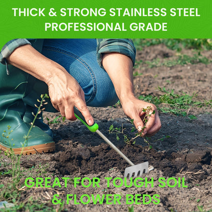 Stainless Steel 5 Tine Rake Cultivator Tiller Tool