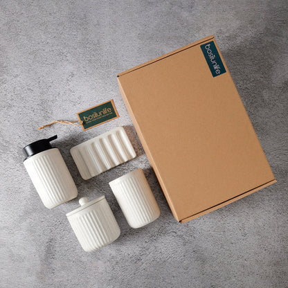BosilunLife Pockmark 4-Piece Foaming Bathroom Set Recycled Ceramic Eco-Clay