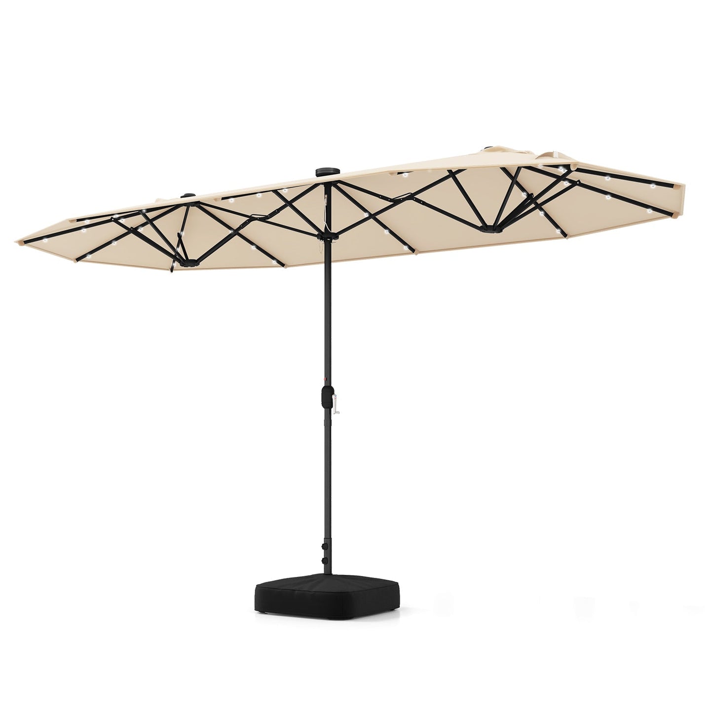 13FT Double-sided Patio Umbrella with Solar Lights for Garden Pool Backyard