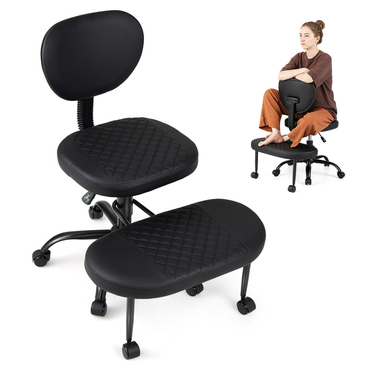Cross Legged Office Chair with Adjustable Height & Footrest