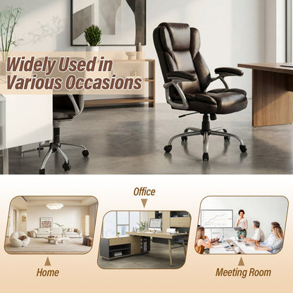 Executive Office Chair Leather Ergonomic Computer Desk Chair with Padded Seat and Armrests
