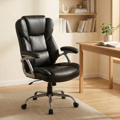 Executive Office Chair Leather Ergonomic Computer Desk Chair with Padded Seat and Armrests