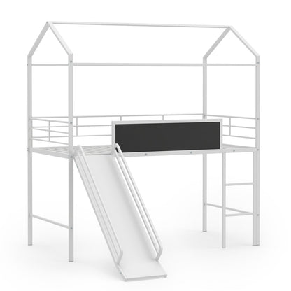 Kids Twin Size Loft Bed with Ladder and Slide for Bedroom