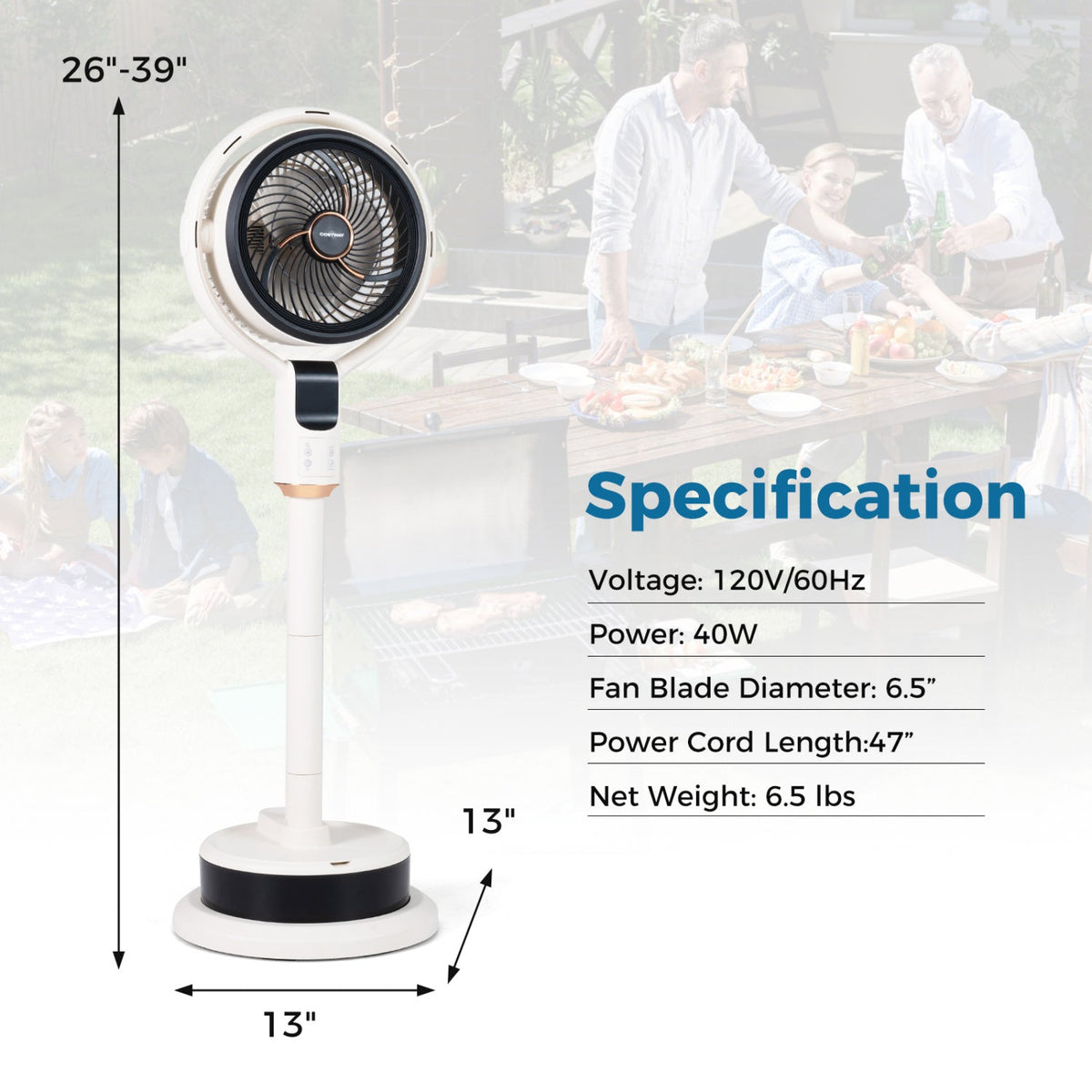 Misting Pedestal Fan Air Circulator with 90° Auto Oscillation Floor Standing Fan with 8 Speeds