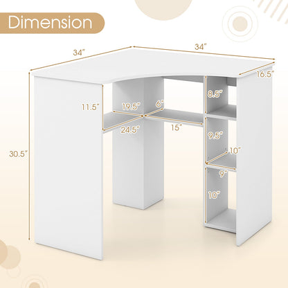 Corner Computer Desk Triangle Home Office Desk with Adjustable Shelf and Arc-Shaped Profile