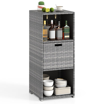 Outdoor Storage Cabinet Patio Wicker Organizer with Drawer