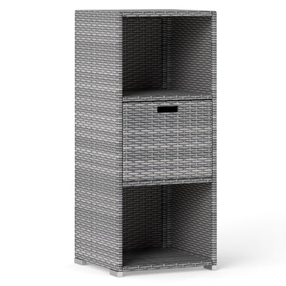 Outdoor Storage Cabinet Patio Wicker Organizer with Drawer