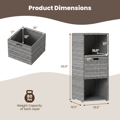 Outdoor Storage Cabinet Patio Wicker Organizer with Drawer
