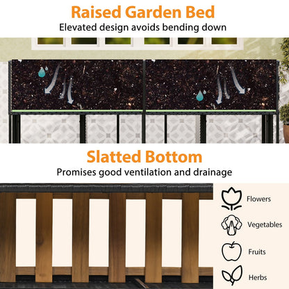 Patio Furniture Set with Raised Garden Bed for Porch and Yard