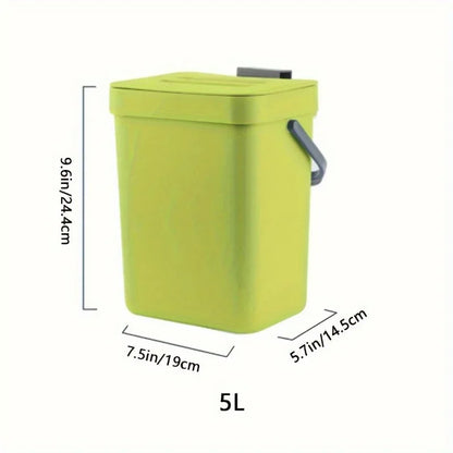 Space-Saving Quiet-Close Trash Can - 3/5L, Eco-Friendly Sealed Bin For Kitchen & Office, No Electricity Needed