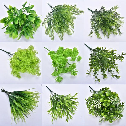 Artificial Plant Small Boston Fern Green Grass Home Decoration Fake Plant Leaves Greenery Home Garden Party Wedding Decorations