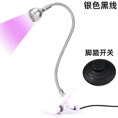 UV LED Nail Lamp 5W Nail Drying Lamp Adjustable Head Design Desktop Clip-On Nail Curing Lamp with Foot Switch