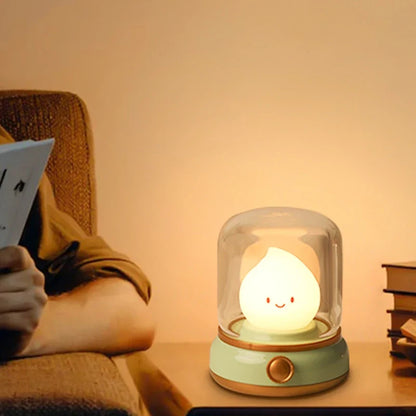 Cute Flame Lamp Candle Night Light Desktop LED Decorative Lamp USB Rechargeable Night Light Bedroom Creative Children's Gift