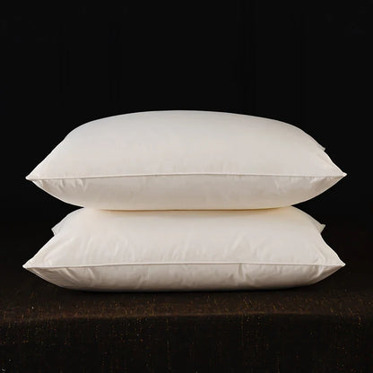 2pcs White Goose Down Feather Pillow for Sleeping Soft Bed Pillow with 100% Cotton Shell Standard Queen Size Back, Side Sleeper