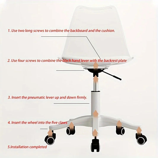 Ergonomic Rolling Stool with Wider Seat & Backrest, 136.08 KG Weight Capacity, 360° Swivel Chair for Home Office, Beauty Salon