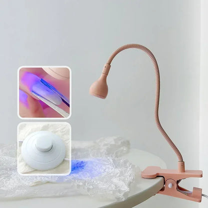 UV LED Nail Lamp 5W Nail Drying Lamp Adjustable Head Design Desktop Clip-On Nail Curing Lamp with Foot Switch