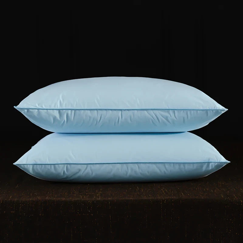 2pcs White Goose Down Feather Pillow for Sleeping Soft Bed Pillow with 100% Cotton Shell Standard Queen Size Back, Side Sleeper