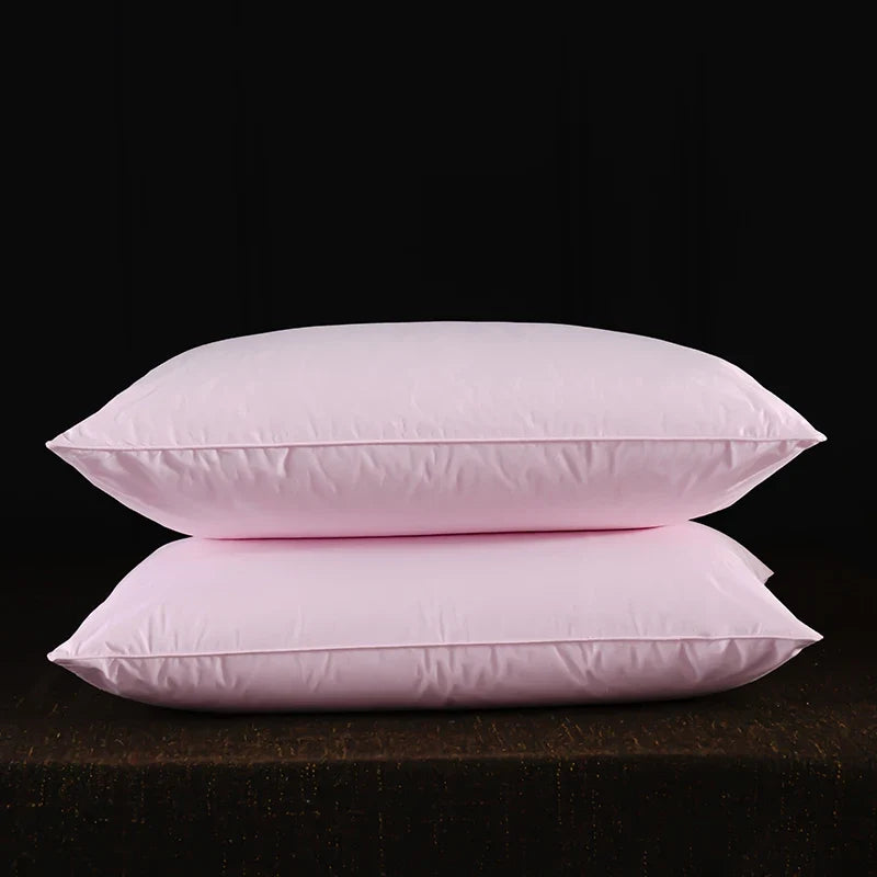 2pcs White Goose Down Feather Pillow for Sleeping Soft Bed Pillow with 100% Cotton Shell Standard Queen Size Back, Side Sleeper