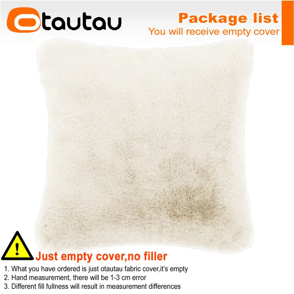 OTAUTAU Top Soft Fuffy Faux Bunny Fur Throw Pillow Case Sofa Couch Cushion Pillows Cover No Filler Baby Pet Bed ZT2TM1T