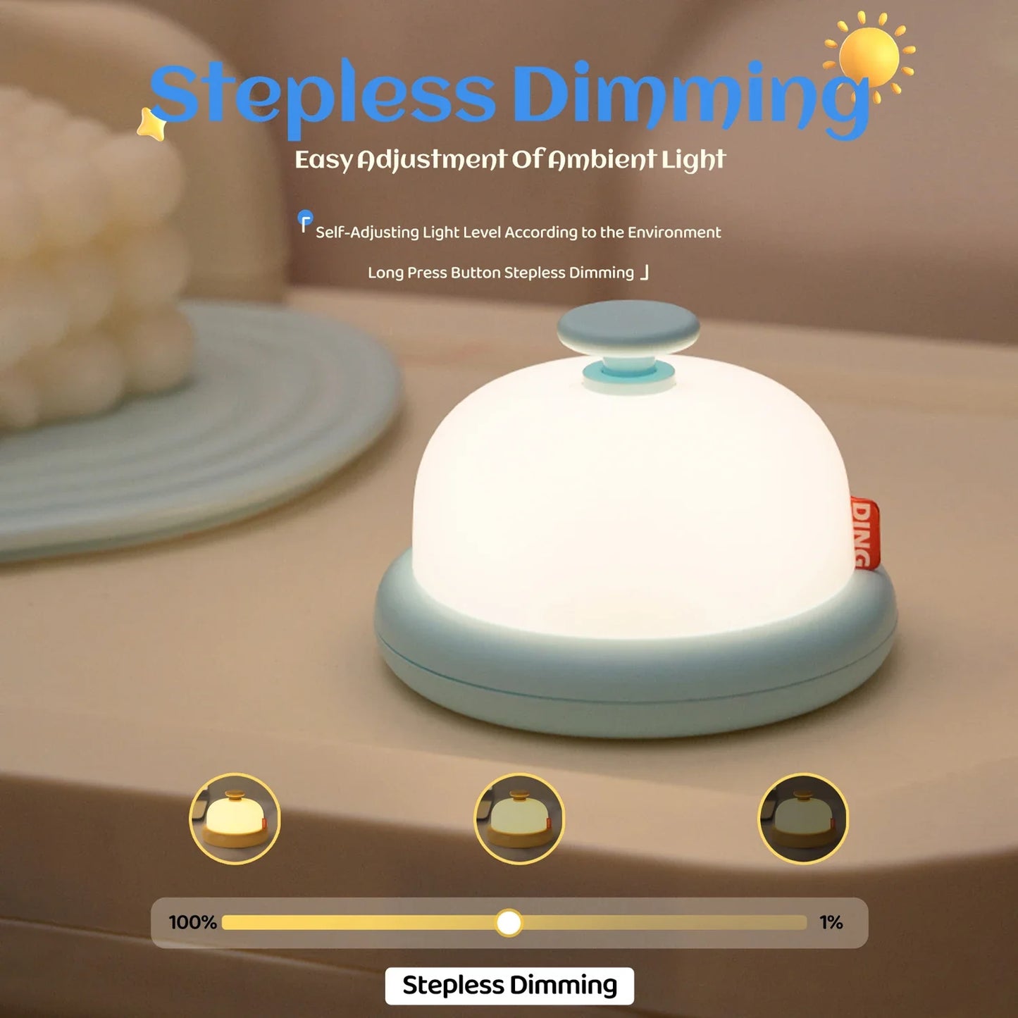 Kawaii Night Light Cute Desktop Decorative Lamp Baby Night Light Portable Night Lamp USB Rechargeable Children's Birthday Gift