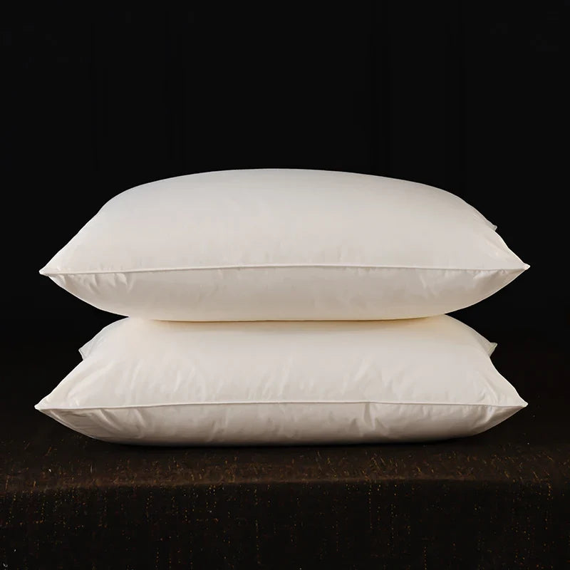 2pcs White Goose Down Feather Pillow for Sleeping Soft Bed Pillow with 100% Cotton Shell Standard Queen Size Back, Side Sleeper