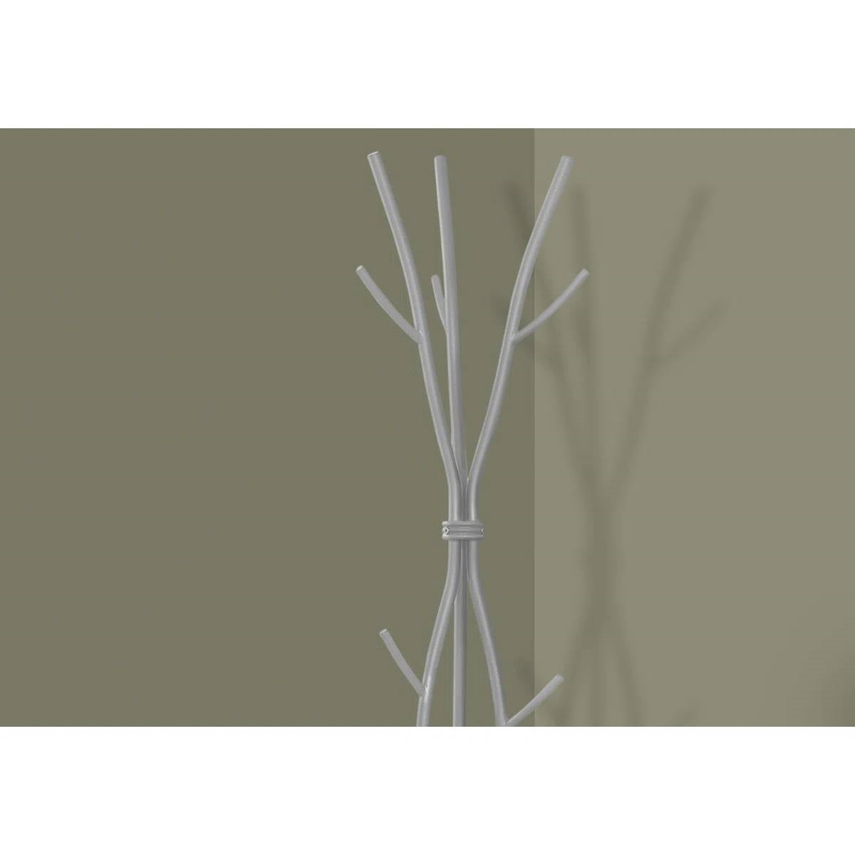 74-inch Freestanding Silver Metal Coat Rack Entryway Hall Tree Umbrella Stand