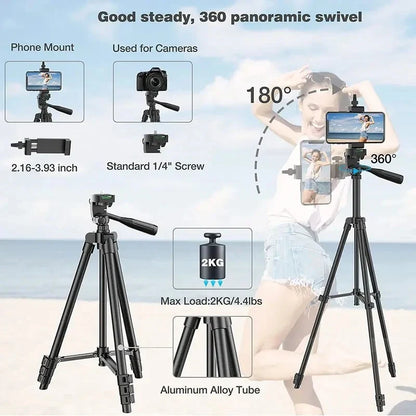 Bluetooth Remote Control Phone Tripod Stand Portable Lightweight Camera Tripod for Stable Video Photography and Mobile Holder