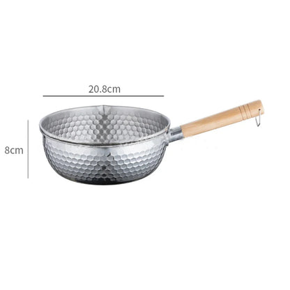 430 Stainless Steel Soup Pot Japanese Snow Pan Frying Wok Wooden Handle Stew Saucepan Milk Pot Kitchen Utensils Kitchen Cookware