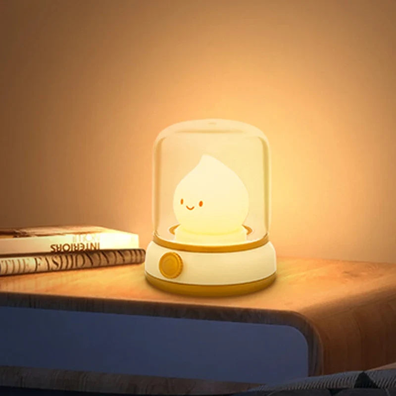 Cute Flame Lamp Candle Night Light Desktop LED Decorative Lamp USB Rechargeable Night Light Bedroom Creative Children's Gift
