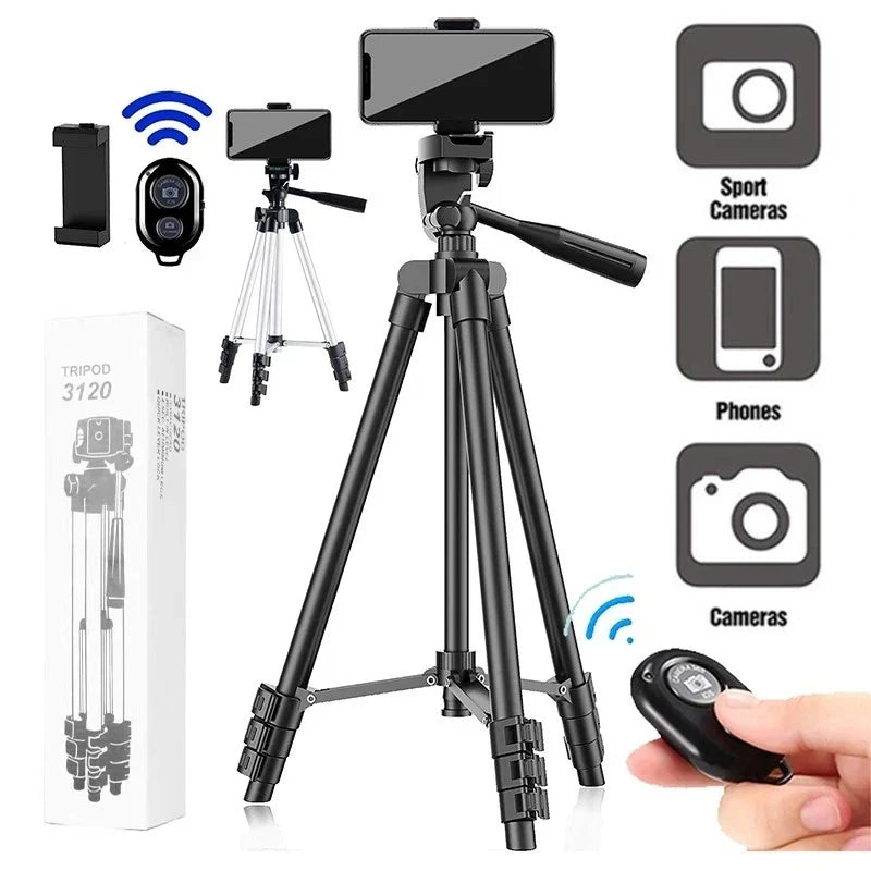 Bluetooth Remote Control Phone Tripod Stand Portable Lightweight Camera Tripod for Stable Video Photography and Mobile Holder