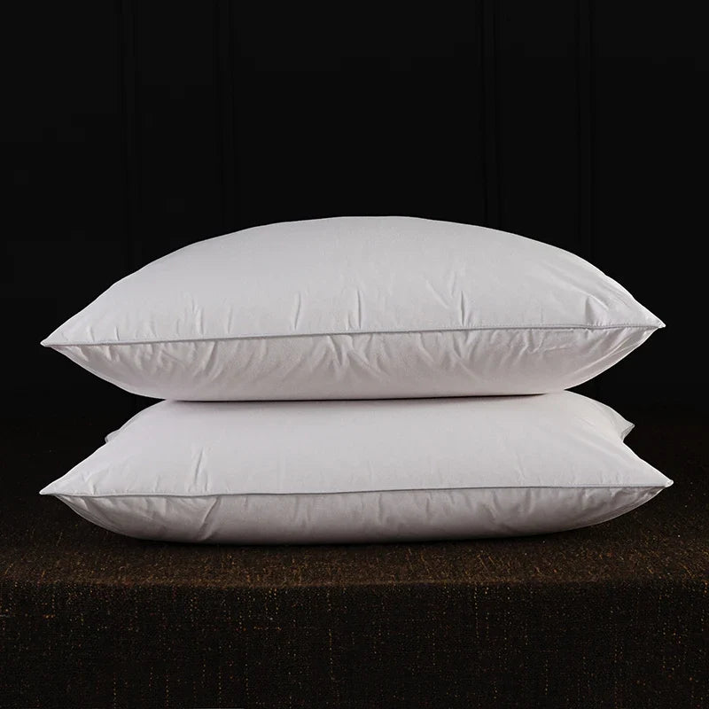 2pcs White Goose Down Feather Pillow for Sleeping Soft Bed Pillow with 100% Cotton Shell Standard Queen Size Back, Side Sleeper