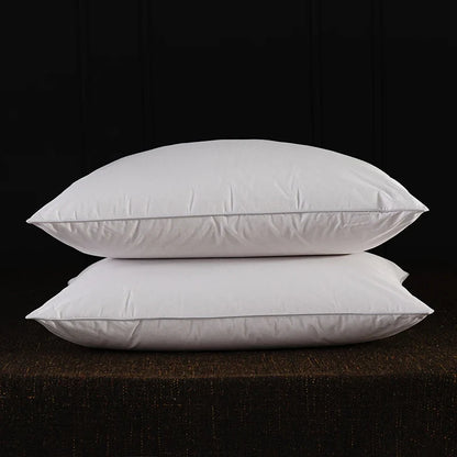 2pcs White Goose Down Feather Pillow for Sleeping Soft Bed Pillow with 100% Cotton Shell Standard Queen Size Back, Side Sleeper