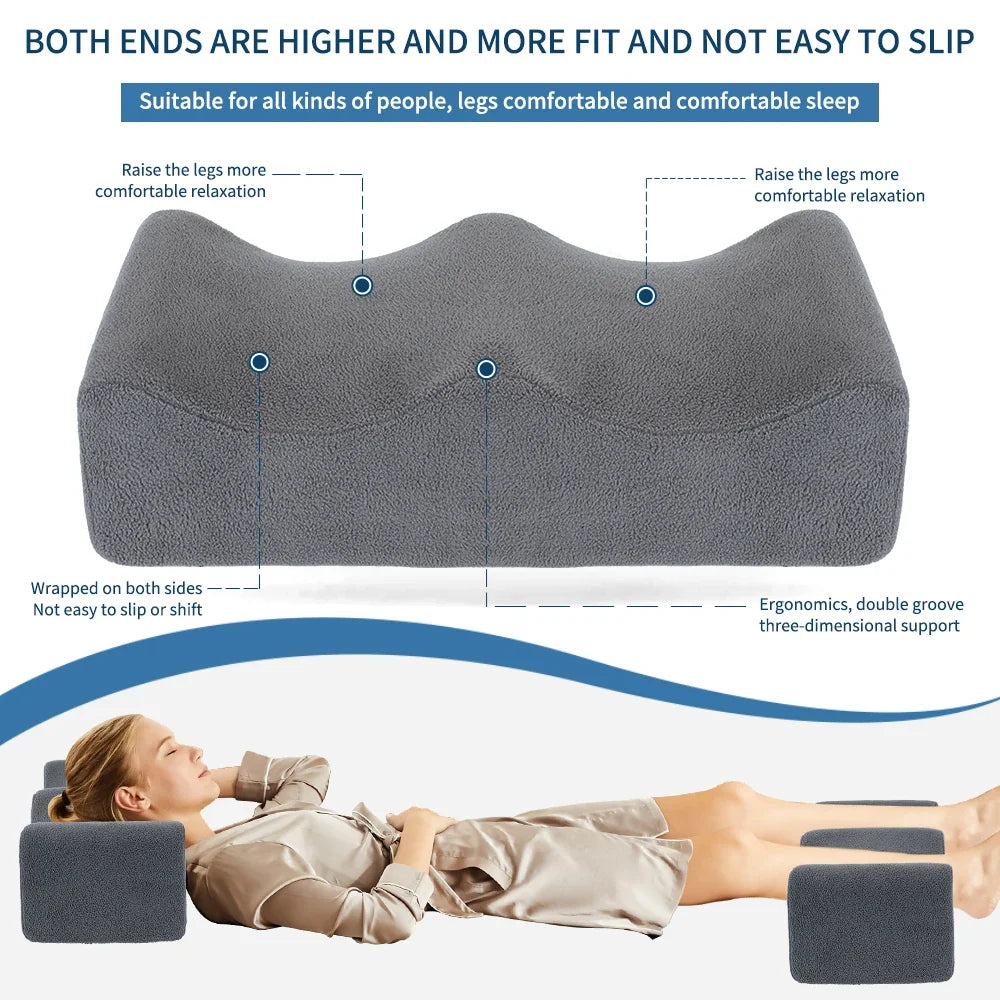 Leg Pillows, Relief Waist Pain Leg Cushion, Sleeping Leg Raiser for Bed, Sofa, Lounge Chairs, Bottom anti-slip & two Fixed Bands