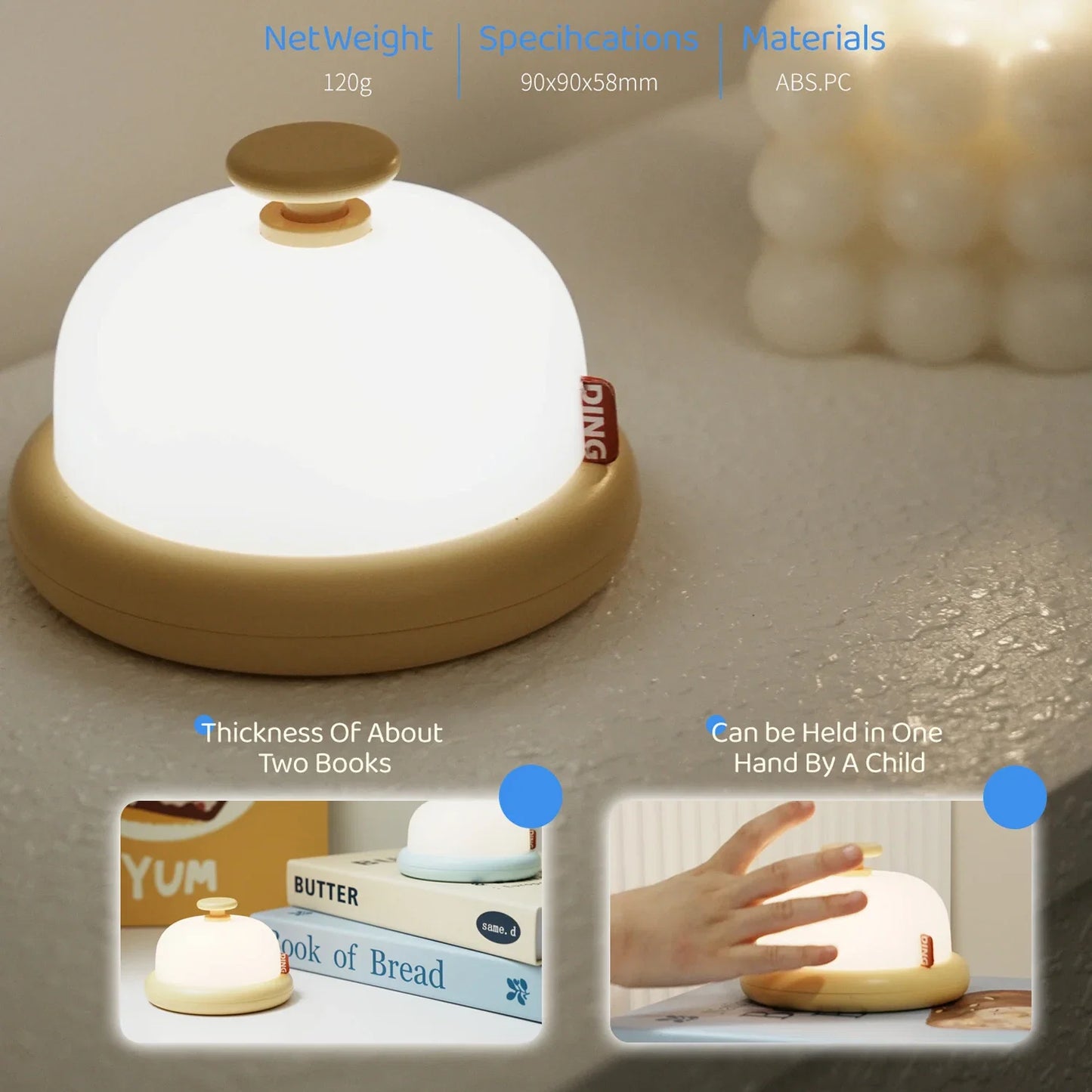 Kawaii Night Light Cute Desktop Decorative Lamp Baby Night Light Portable Night Lamp USB Rechargeable Children's Birthday Gift